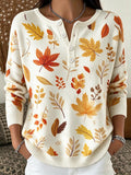 Women's Casual Henley Collar Autumn Print Shirt