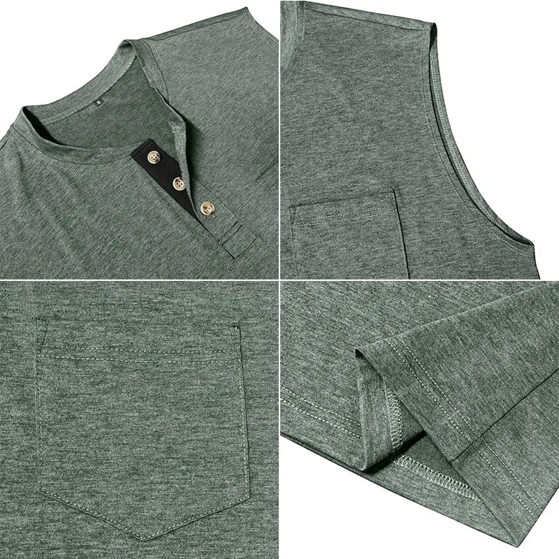 Men's Solid-Color Henley Vest