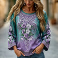 Women's Retro Celtic Knot Floral Gradient Pattern Casual  Shirt