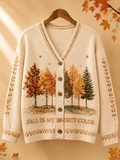 Women's Fall Patchwork Pumpkin Print Cardigan