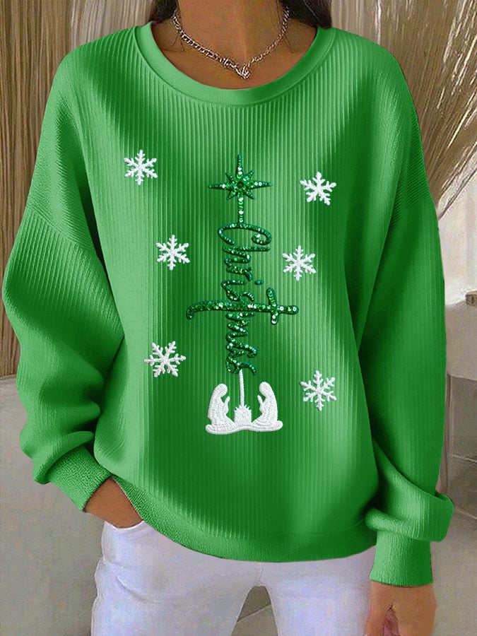 Women's Casual Print Long Sleeve Knit Top