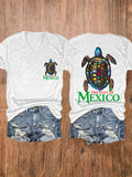 Women's The Gulf Of Mexico Sea Turtle V-Neck Tee