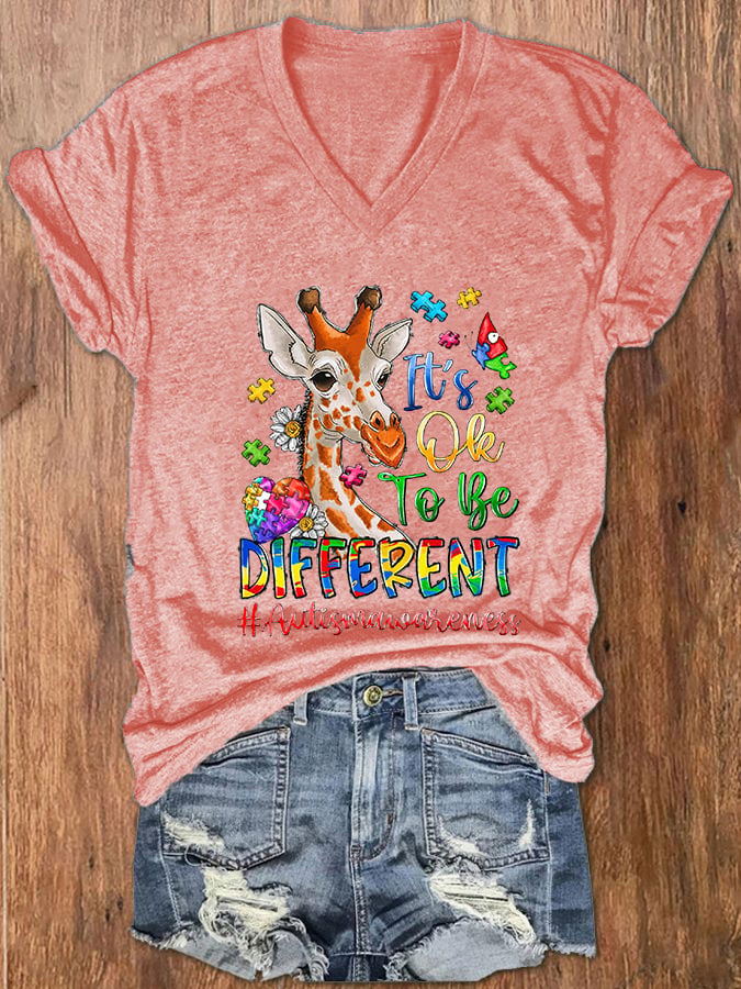 Women's It's Ok To Be Different V-Neck T-Shirt