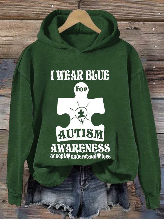 Women's Autism Awareness Printed Hoodie