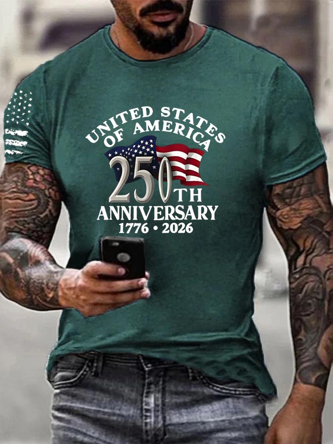 United States 250th Anniversary 1776-2026 Pattern 100% Cotton T-Shirt