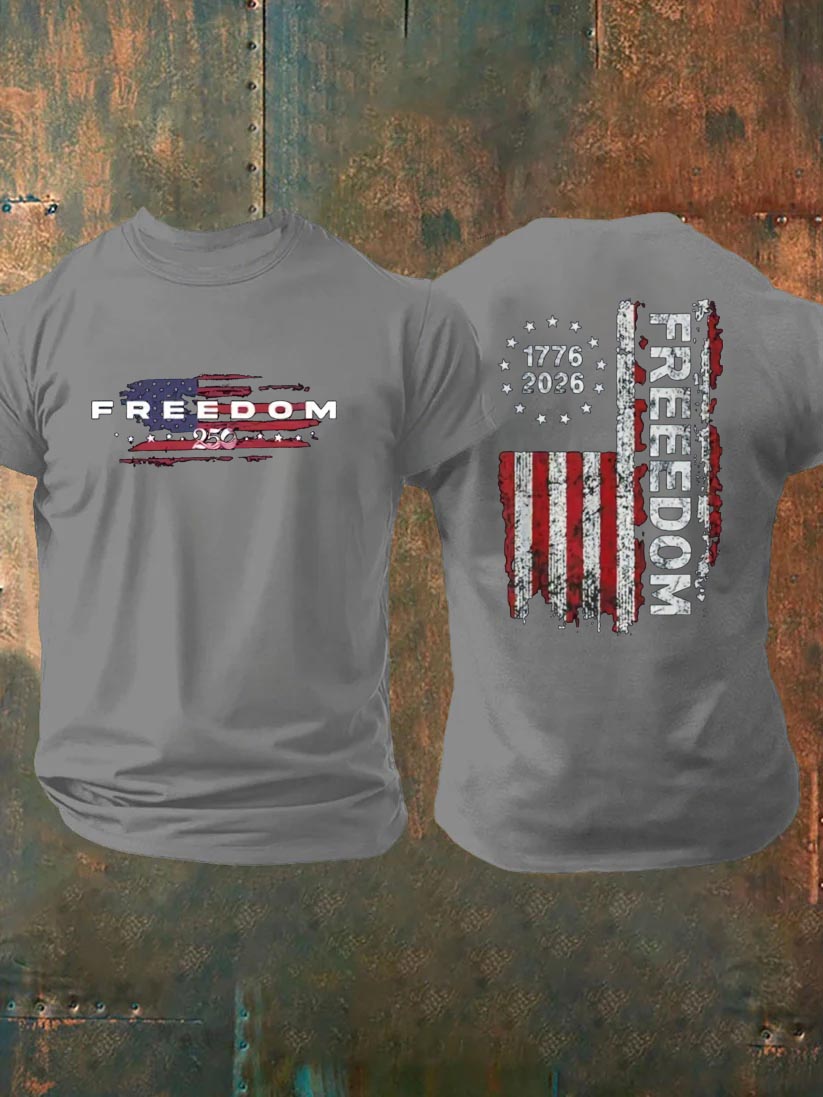 Freedom 250th Anniversary Pattern 100% Cotton T-Shirt
