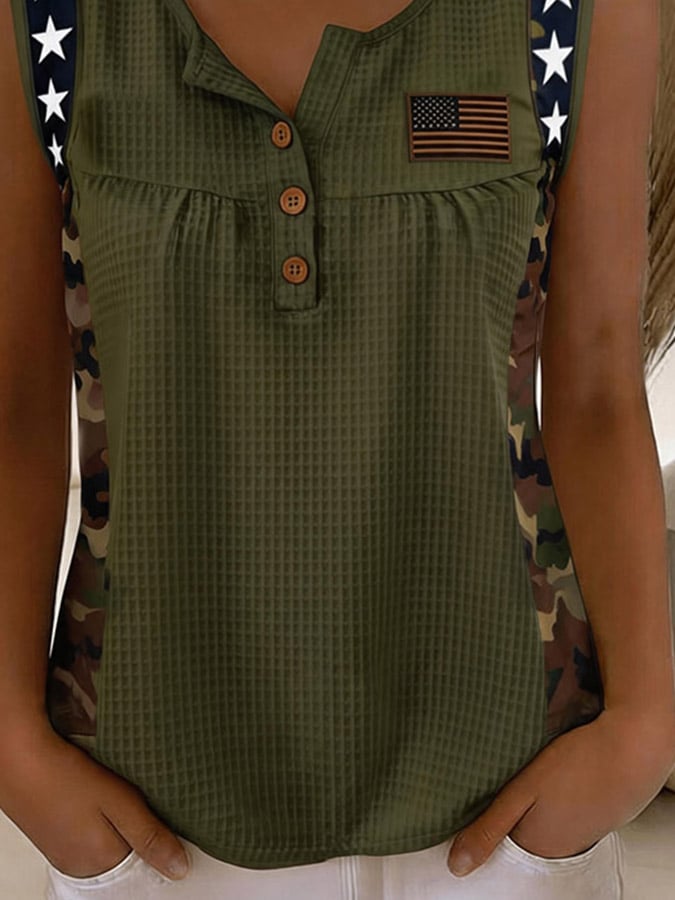 Women's Independence Day Print Waffle-Knit Top