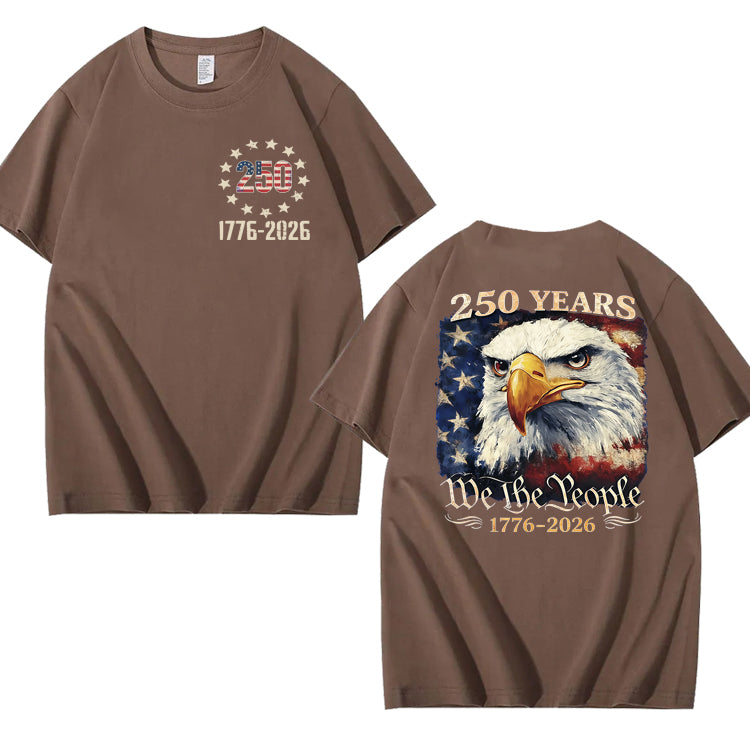 250 Years America Patriotic USA Flag 250th Anniversary 100% Cotton T-Shirt
