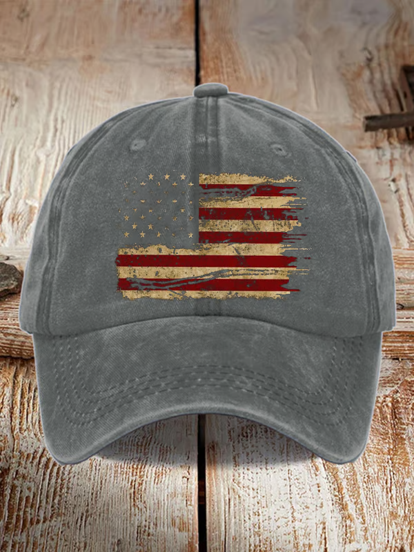 Unisex Distressed Washed Cotton Print Hat