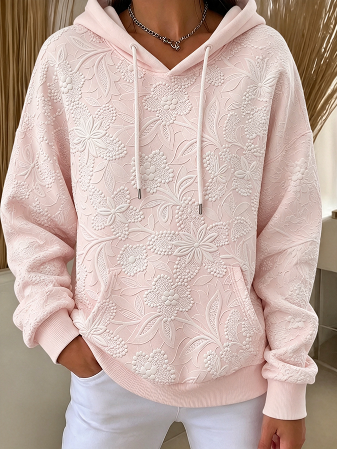Women'S Casual Floral Printed Hooded Printed Sportswear