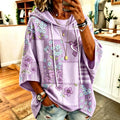 Women's Retro Alzheimer's Hummingbird Support Awareness Pattern Casual Hooded Sweatshirt