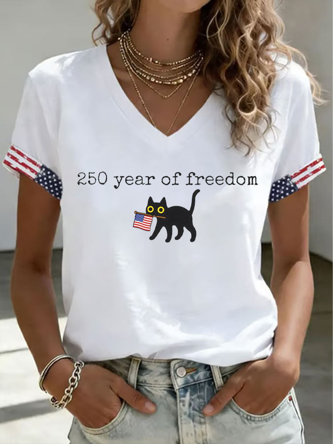 Women'S America Flag Print Casual T-Shirt