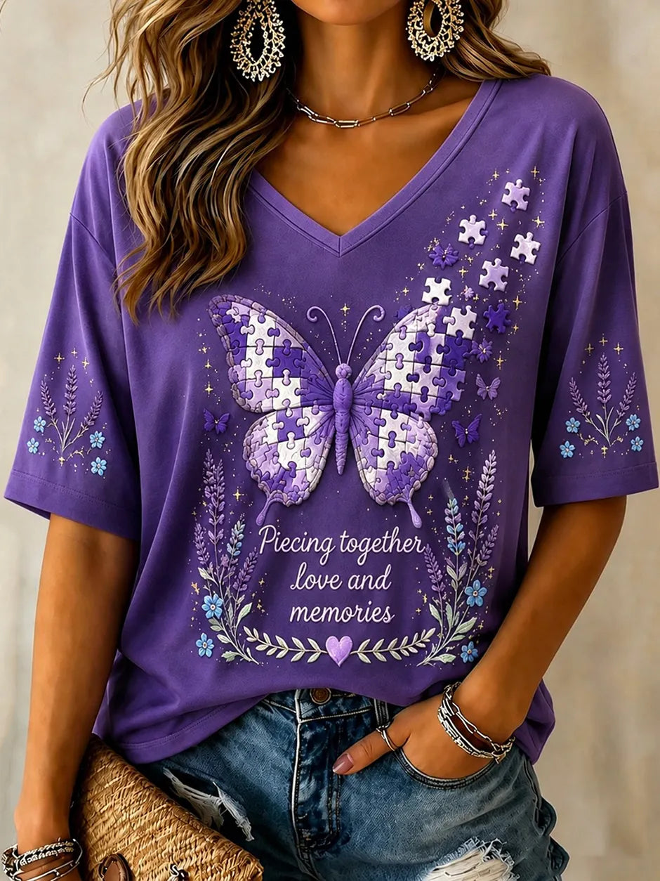 Women's "piecing Together Love And Memories - Alzheimer's Theme" T-shirt