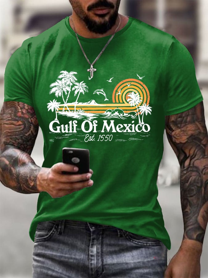 Men's Gulf Of Mexico Printed Round Neck T-Shirt