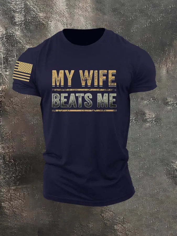 My Wife Beats Me  Pattern 100% Cotton T-Shirt