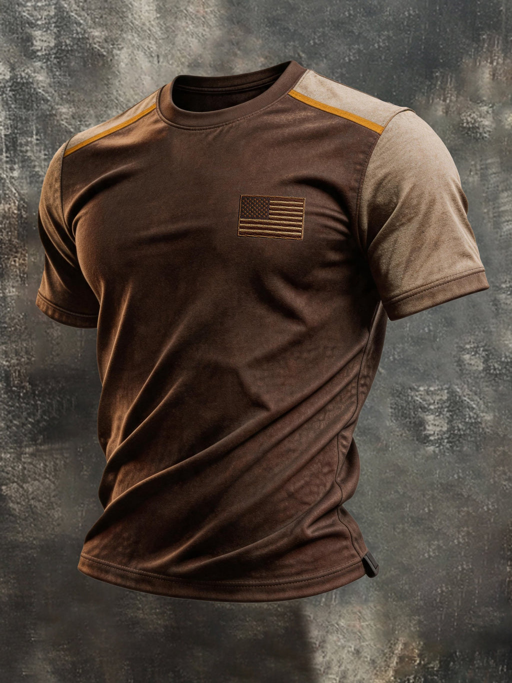 Men's Retro Patriotic Print Color-Block Short-Sleeve T-Shirt