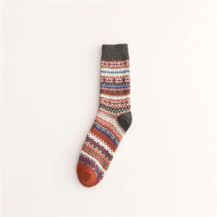 Soft Warm Retro Tribal Color Block Socks