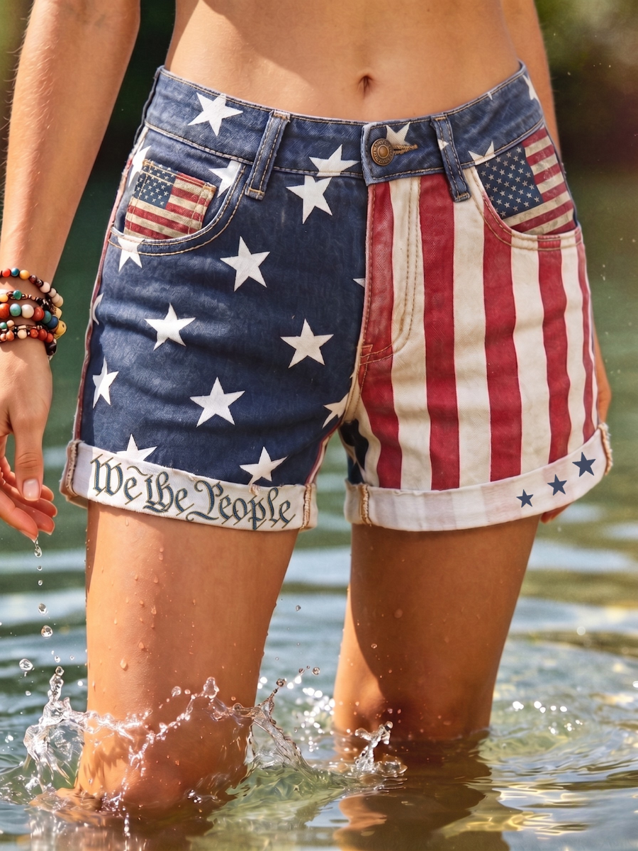 Women's 250th Anniversary Flower Casual Printed Shorts