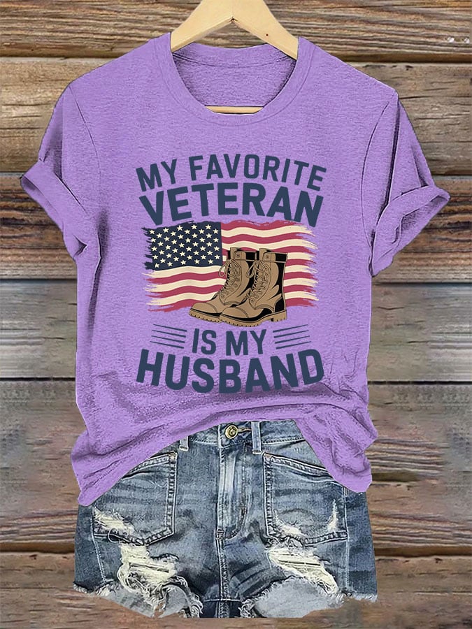 Women's 'My Favorite Veteran Is My Husband' Print T-Shirt