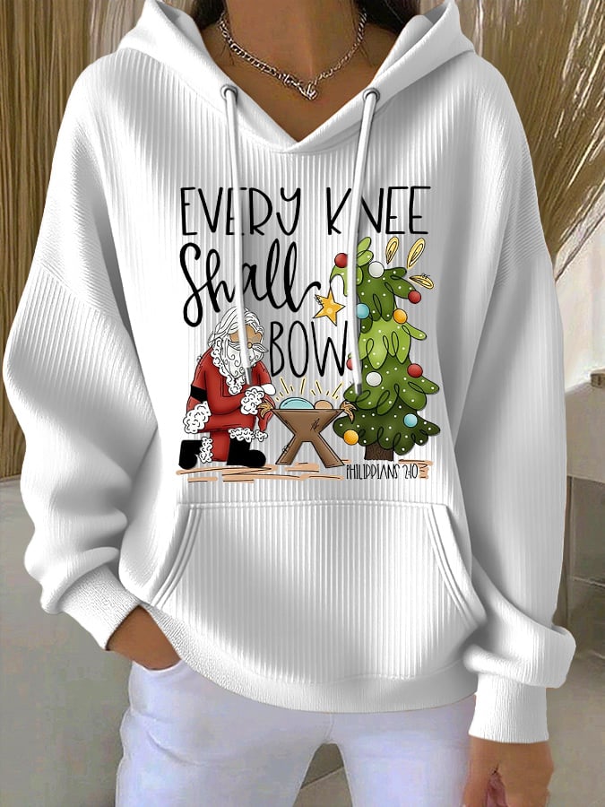 Women's Casual Christmas Nativity Print Long Sleeve Hooded Sweatshirt