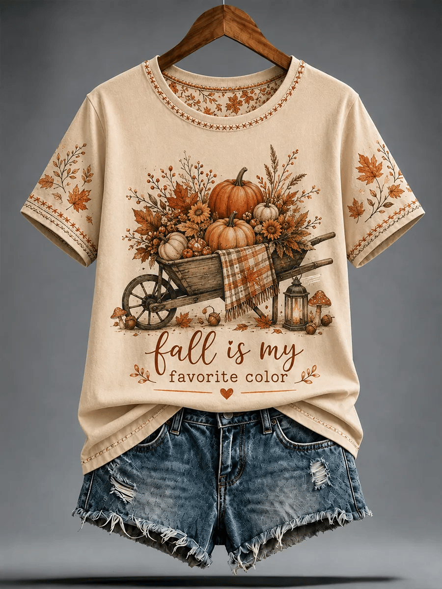 Women's Fall Is My Favorite Color round neck short sleeve T-shirt
