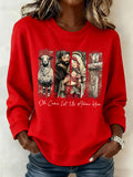 Retro Christmas O Come, Let Us Adore Him Print Sweatshirt