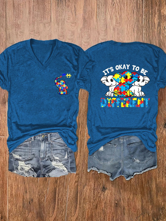 Women's It's Ok To Be Different V-Neck T-Shirt