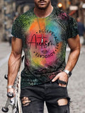 Men's Autism Awareness Autism Accept Adapt Advocate Tie Dye Print Short Sleeve T-Shirt