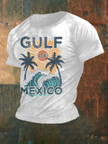 Men'S Retro Gulf Of Mexico Printed Casual Crew Neck T-Shirt