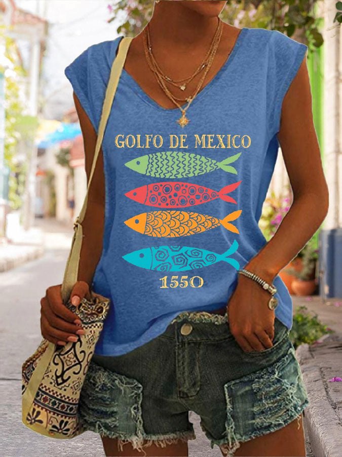 Women's Gulf Of Mexico Print Casual Vest