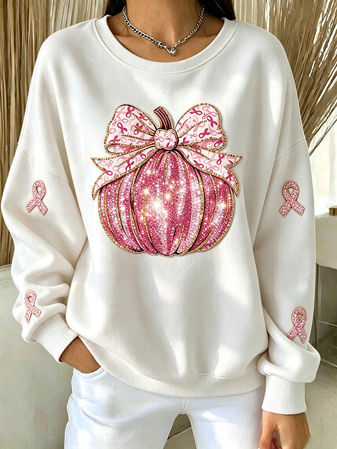 Ladies' Casual Plant Flower Printed Round Neck Sports Shirt