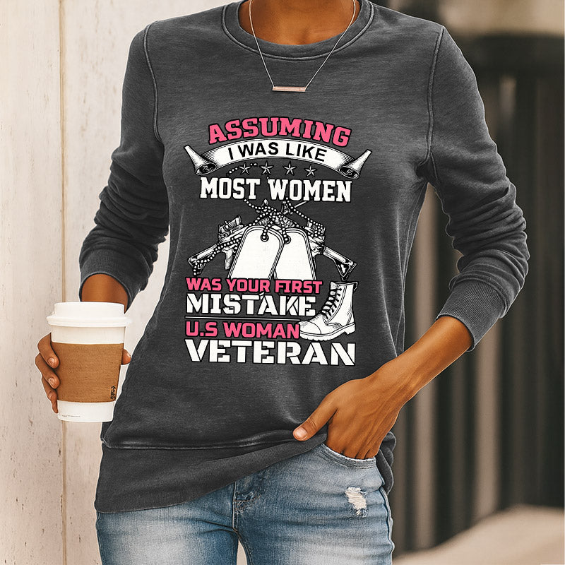 Women's Veteran Print Casual Sweatshirt
