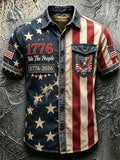 Men's Casual Retro Print Short-Sleeve Shirt