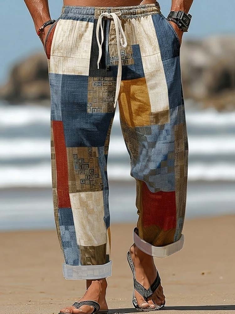 Men's Boho Hippie Geometric Pattern Casual Pants