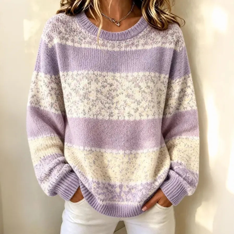 Women's Casual Print Long Sleeve Knit Sweater
