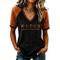 Women's Halloween "woman In Total Control Of Herself" Printed V-neck Short-sleeved T-shirt