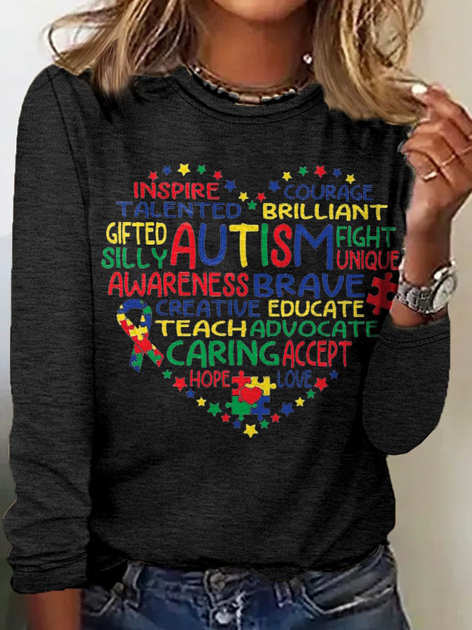 Women's Autism Print Long Sleeve T-Shirt