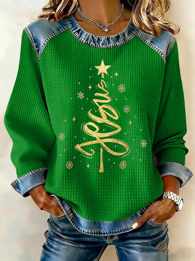 Retro Christmas Jesus Print Sweatshirt