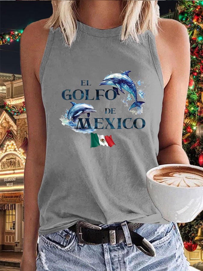 Women's "The Gulf of Mexico" Dolphin Print Tank Top