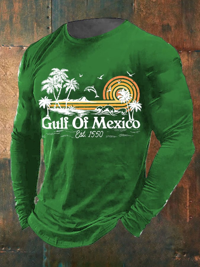 Men's Gulf Of Mexico Print Long Sleeve Top