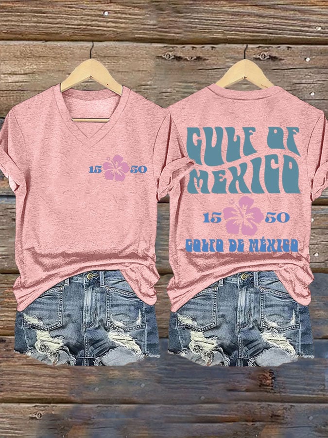 Women's Gulf of Mexico Print V-Neck T-Shirt