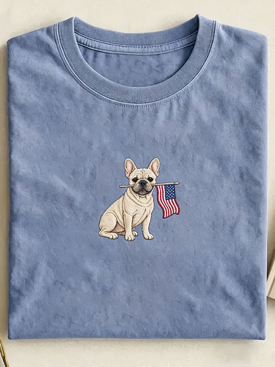 Unisex USA 250th Independence Day Puppy Print T-shirt