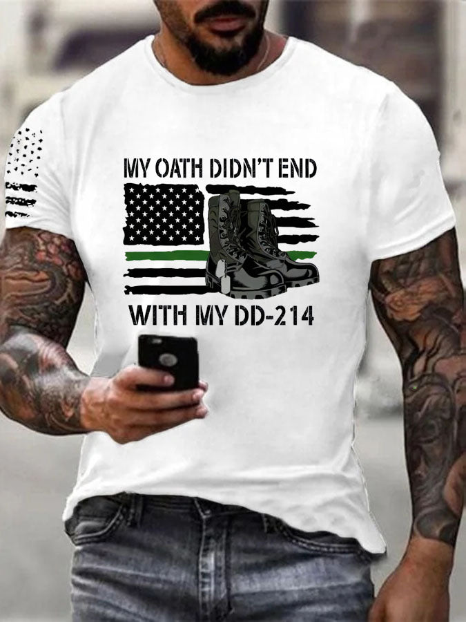 My Oath Didn't End With My DD214  Pattern 100% Cotton T-Shirt