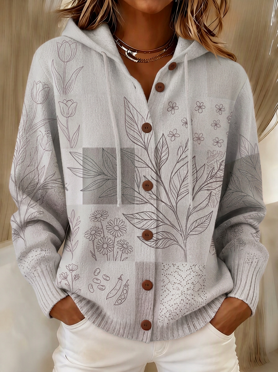 Women's Breast Cancer Awareness Pink Floral Plaid Printed Cardigan