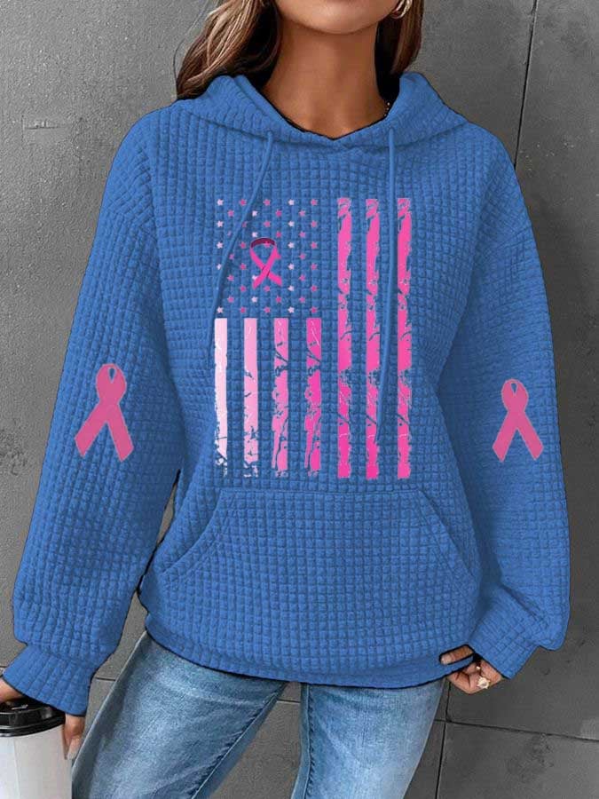 Womens Breast Cancer Awareness Flag Hoodie