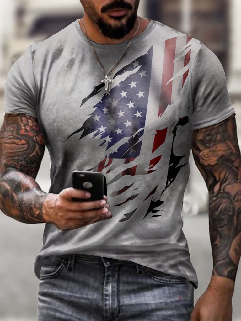 Men's American Flag Print T-Shirt
