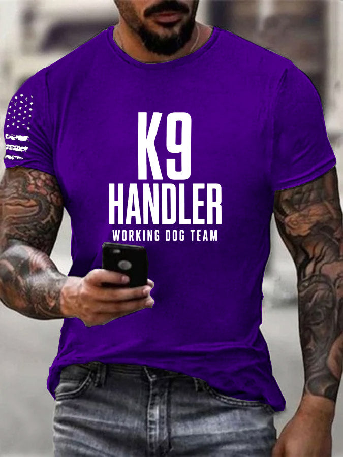 K-9 Handler Working Dog Team Pattern 100% Cotton T-Shirt