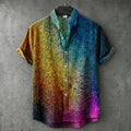 Men's Retro Hippie Style Printed Cotton Linen Short-sleeve Shirt