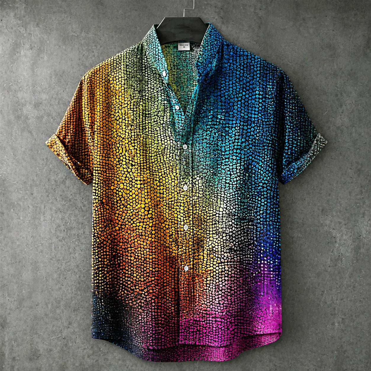 Men's Retro Hippie Style Printed Cotton Linen Short-sleeve Shirt