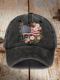 Retro Independence Day Flowers Land Of The Free Print Baseball Cap